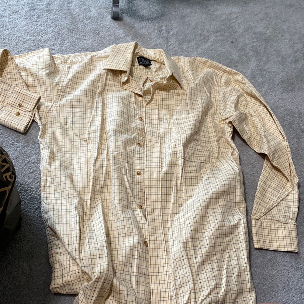 Jos a bank medium yellow, striped long sleeve shirt